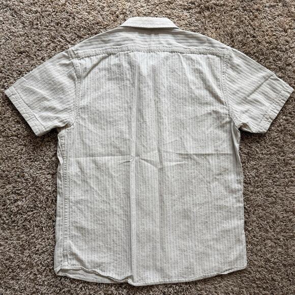 $125 Taylor Stitch Hawthorne SS Button Up Shirt Natural Stripe Men’s Size 42 / L - Picture 6 of 9